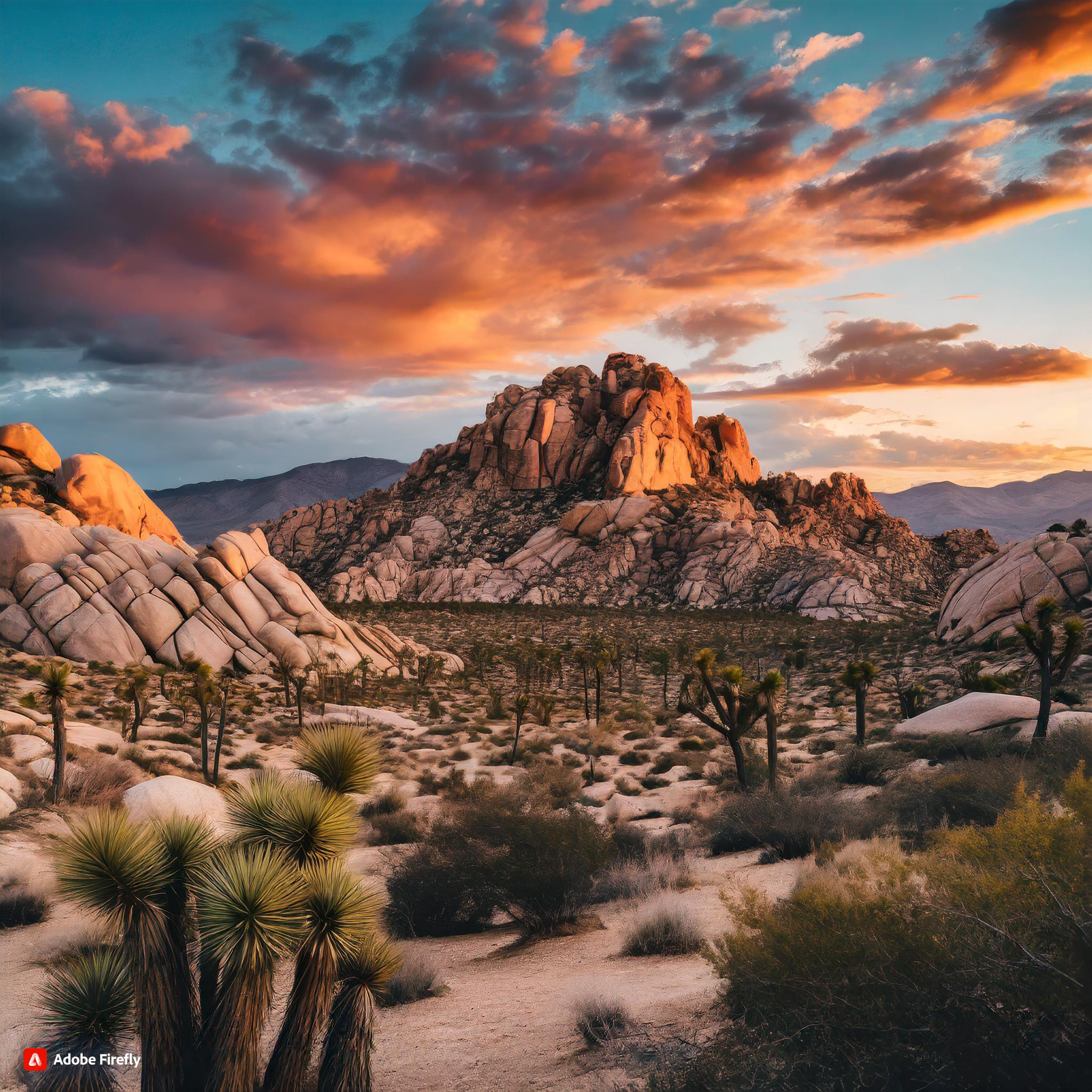 joshuatree dessert with sunset