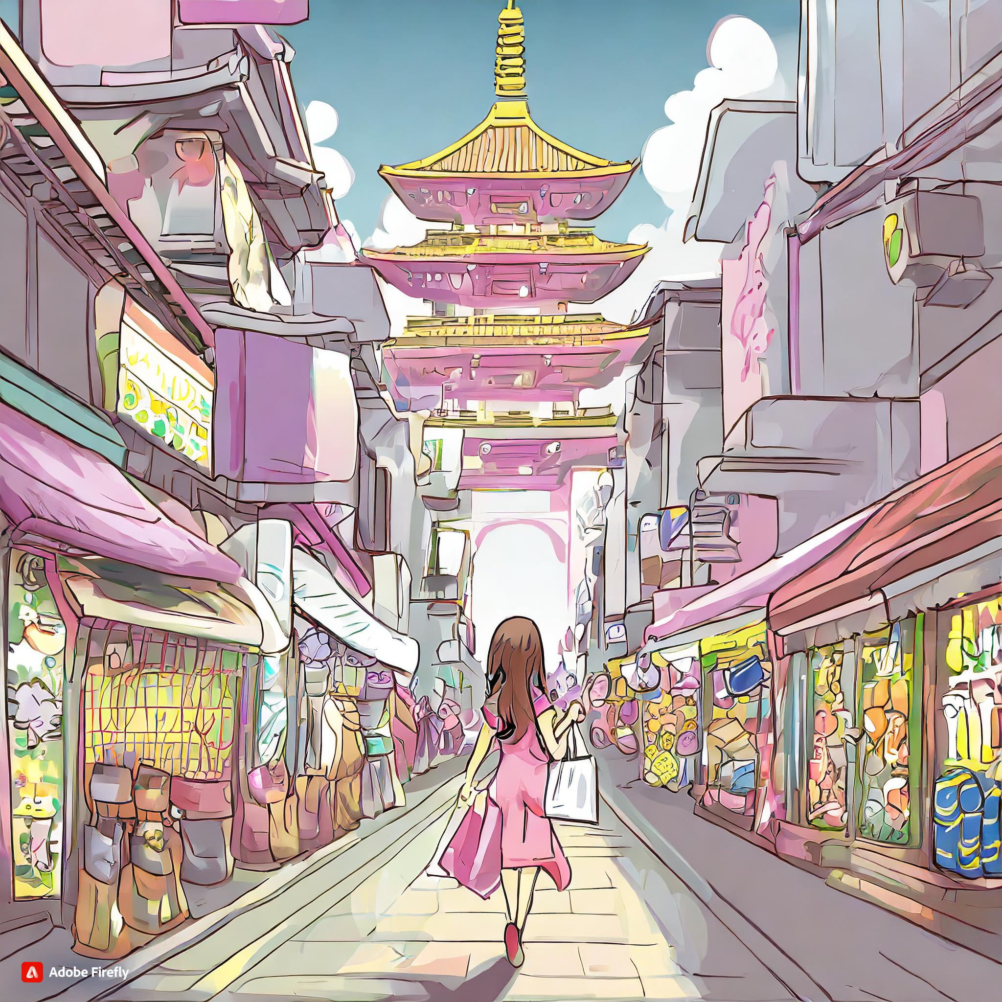 AI art of a shopping area in Japan