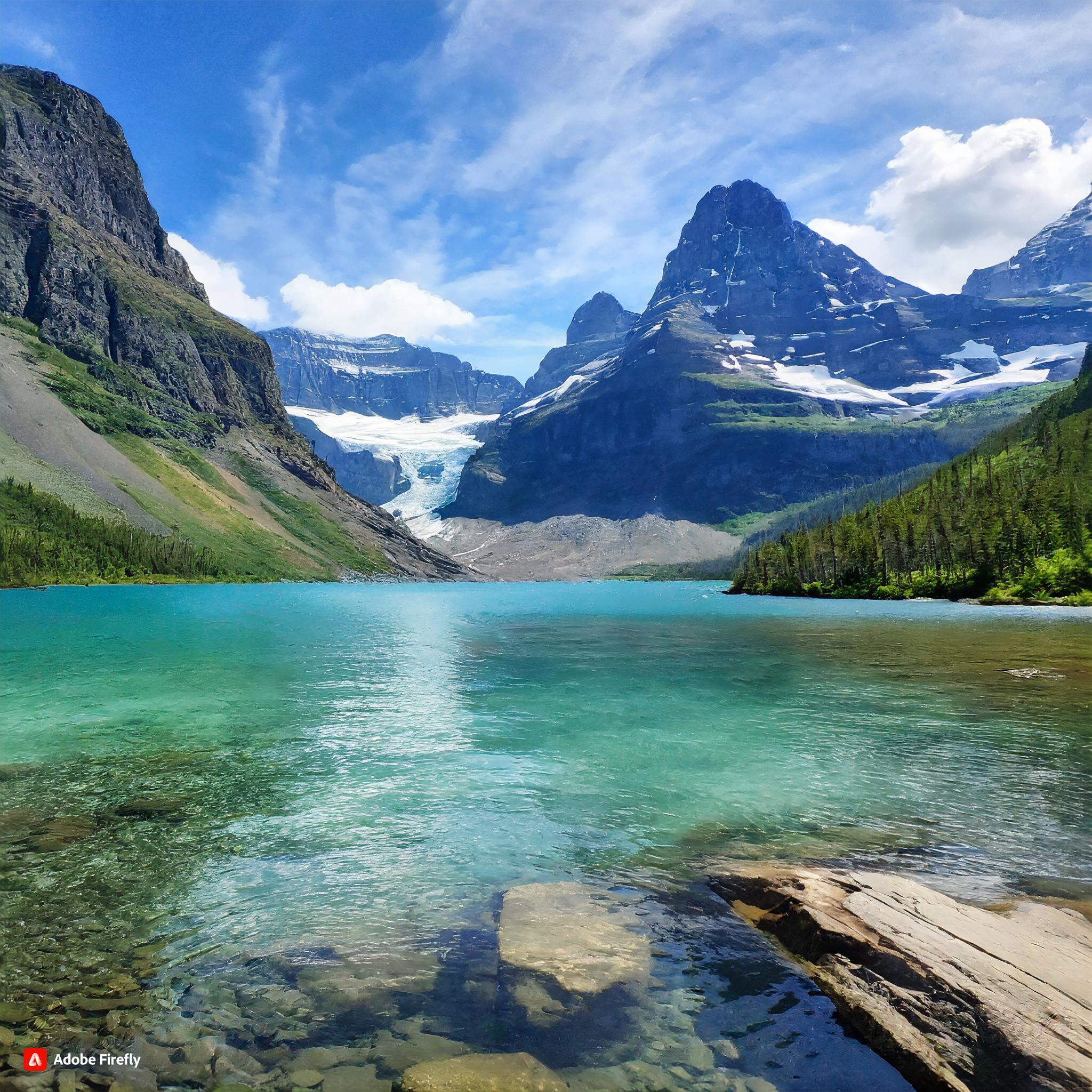 Firefly glacier national park with crystal clear waters and tall mountains.jpg