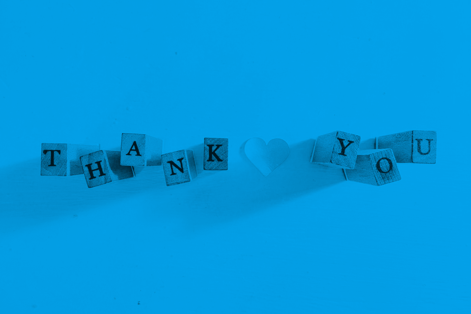 blocks of letters that spell out 'thank you' 